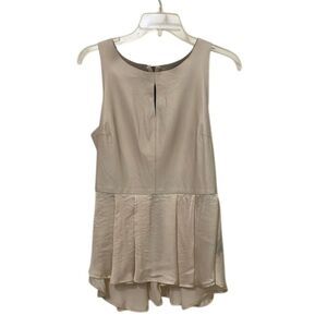 PJK Patterson J Kincaid Cream Leather Sleeveless Top Women Size Medium